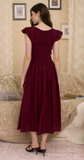Shirred Ruffle Midi Dress