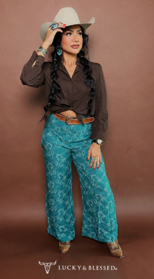 Brown Ruffle Long Sleeve Shirt