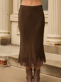 Satin Lace Pencil Skirt