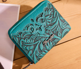 Wrangler Tooled Zip Around Wallet