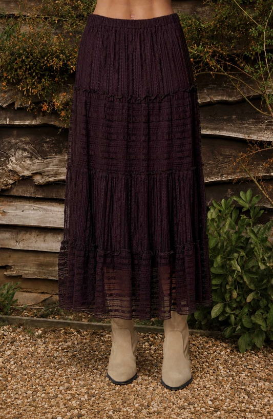 Textured Ruffle Midi Skirt