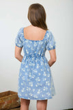 Floral Washed Denim Mini Dress