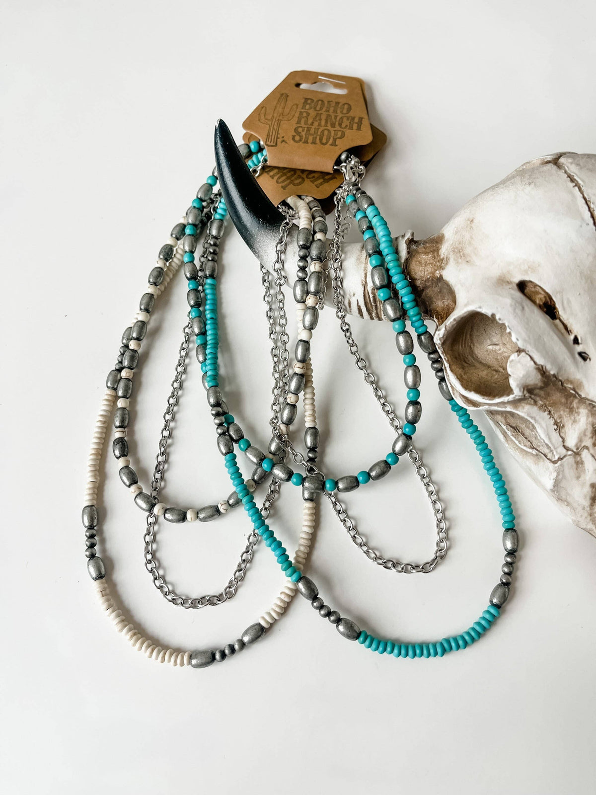 Western Semi Stone Layered Navajo Bead Neckace
