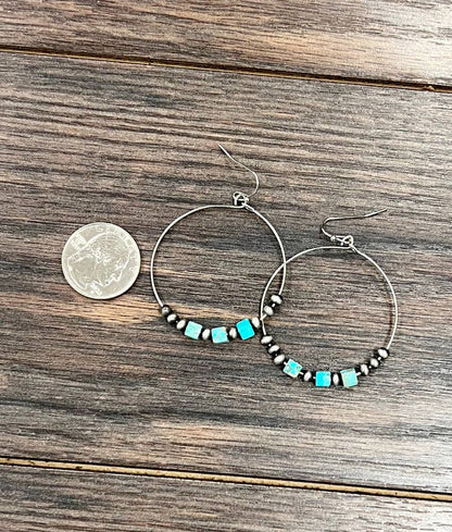 1.75" Western Square Gemstone Hoop Earrings