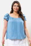 Chambray Ruffle Sleeve Top