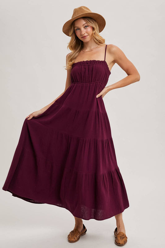 Ruffle Trim Tiered Maxi Sundress