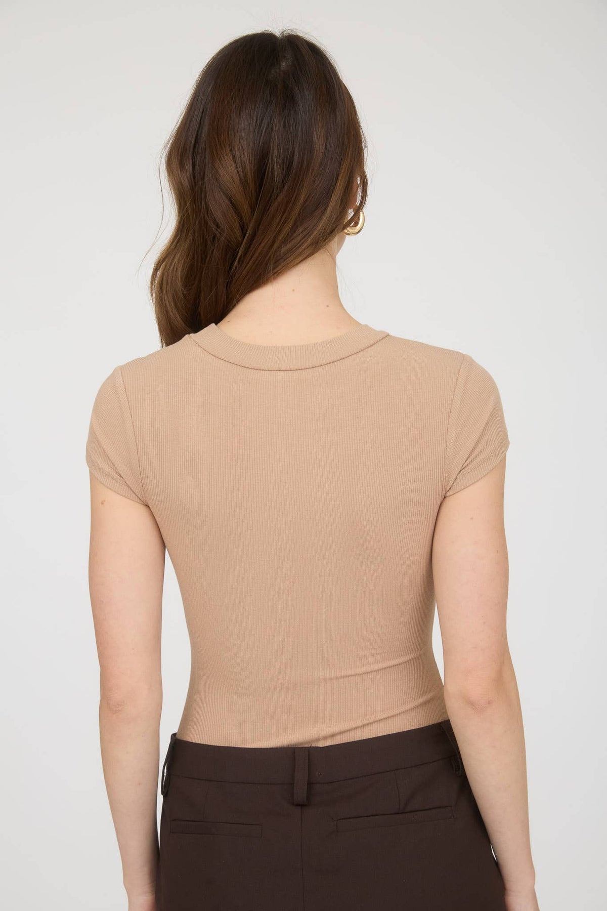 Round Neck Short Sleeve Knit Bodysuit