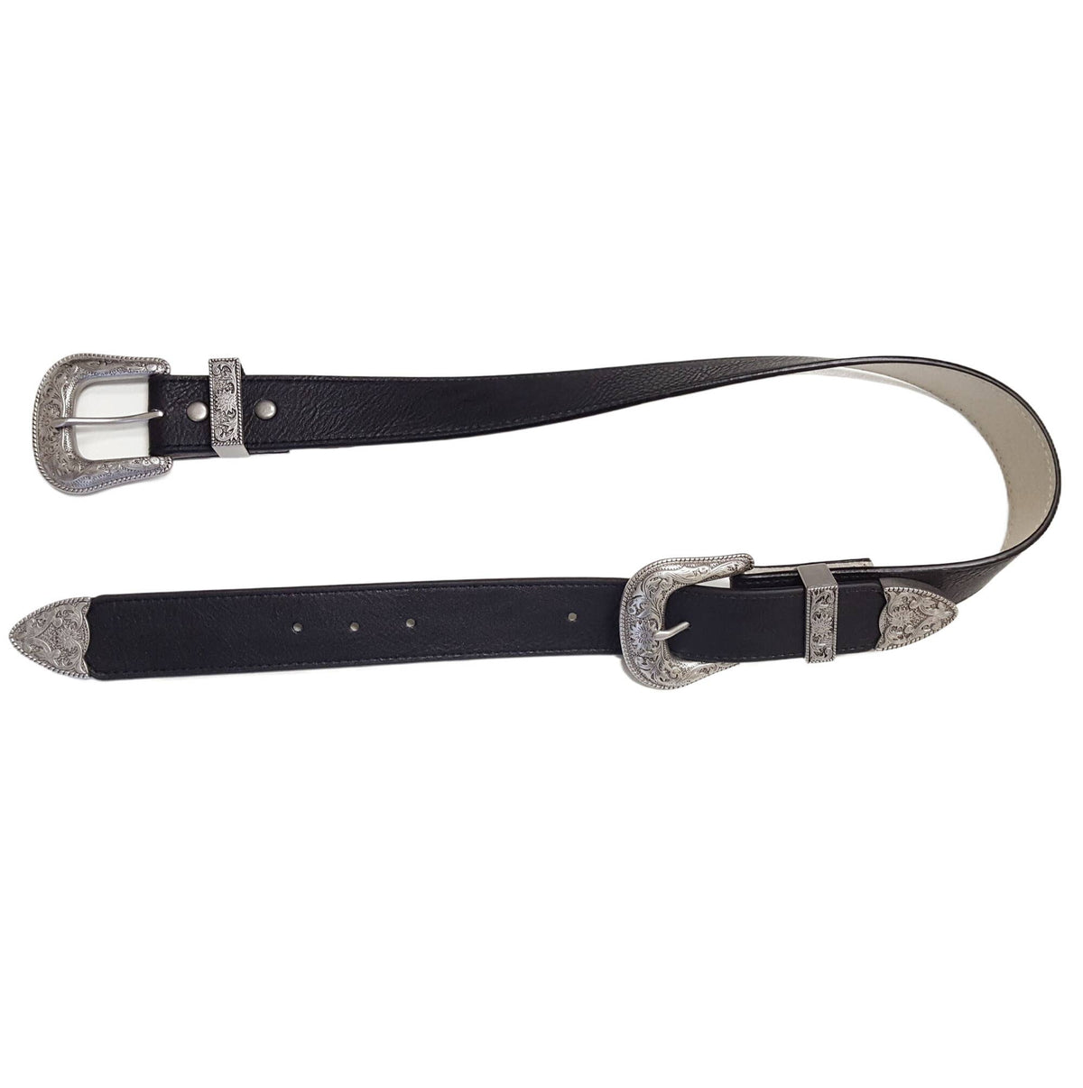 Silver Western Double Buckle Belt