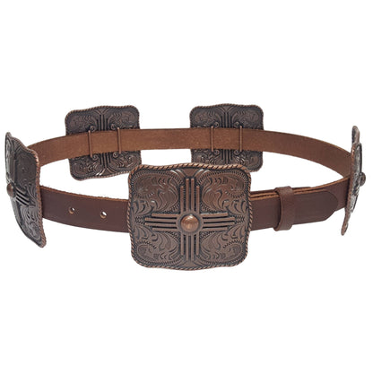 Genuine Leather w. Western Buckle-Size Zia Concho Belt