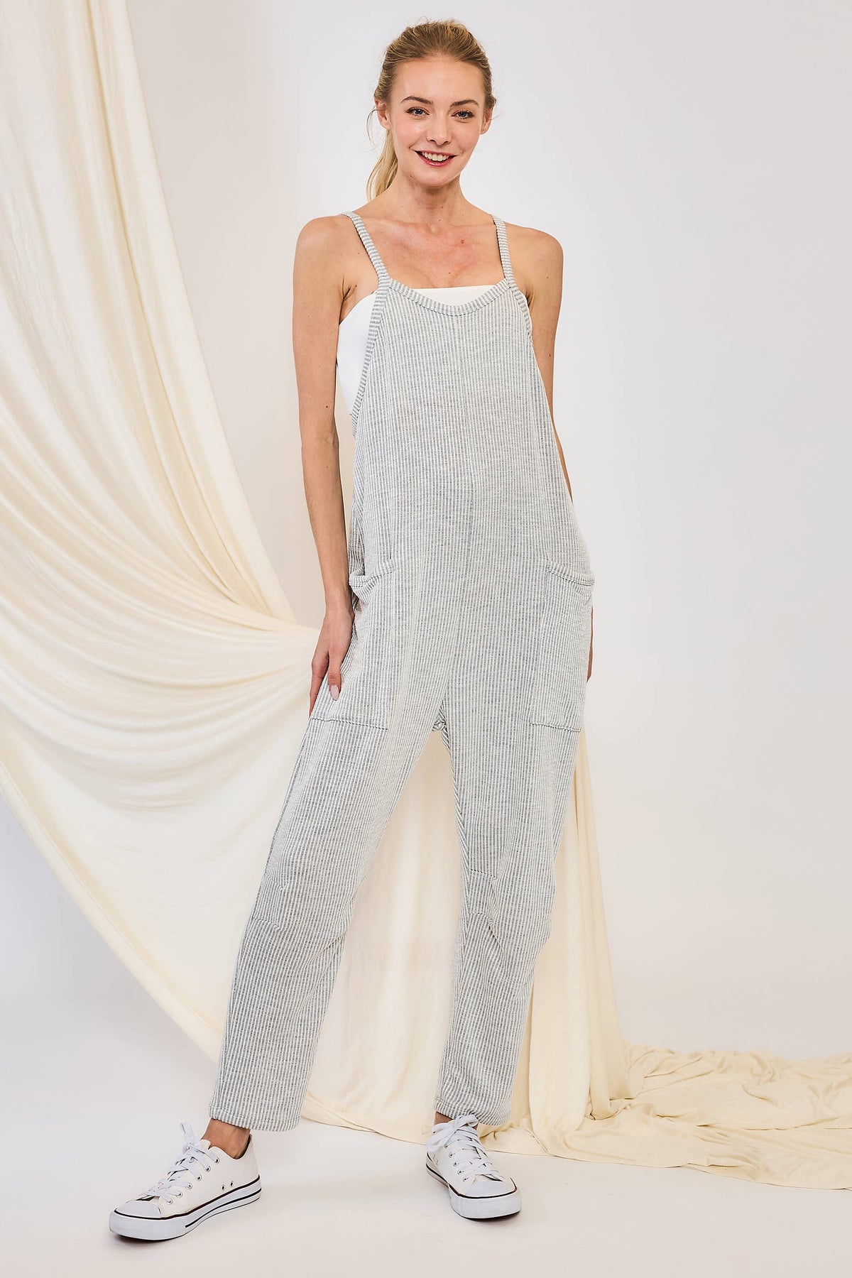 WRINKLE RIB STRAPPY JUMPSUIT