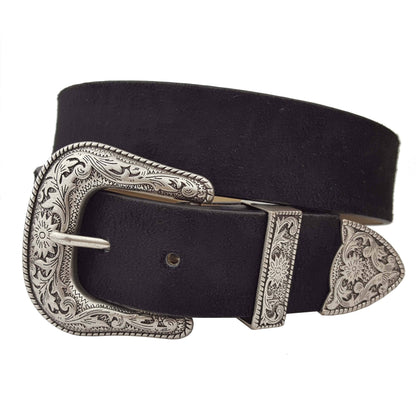 Western Silver Buckle Style in Microfiber Suede