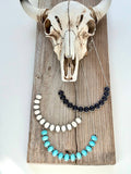 Western Style Turquoise Stone Bar Pendant Chain Necklace