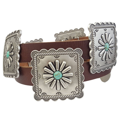 Western Concho Belt in Genuine Cowhide Leather