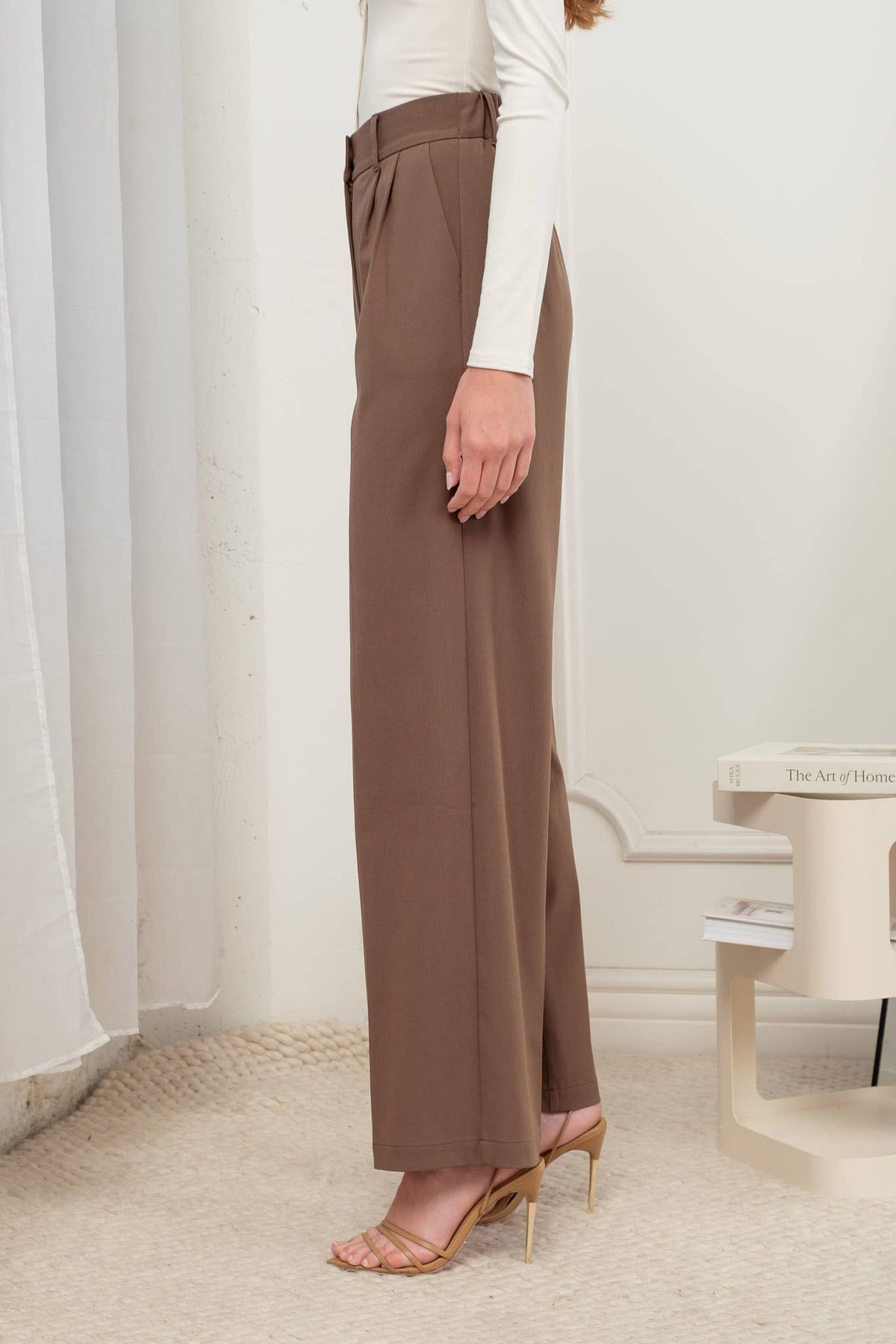 High Waist Pleated Wide Leg Dress Pants