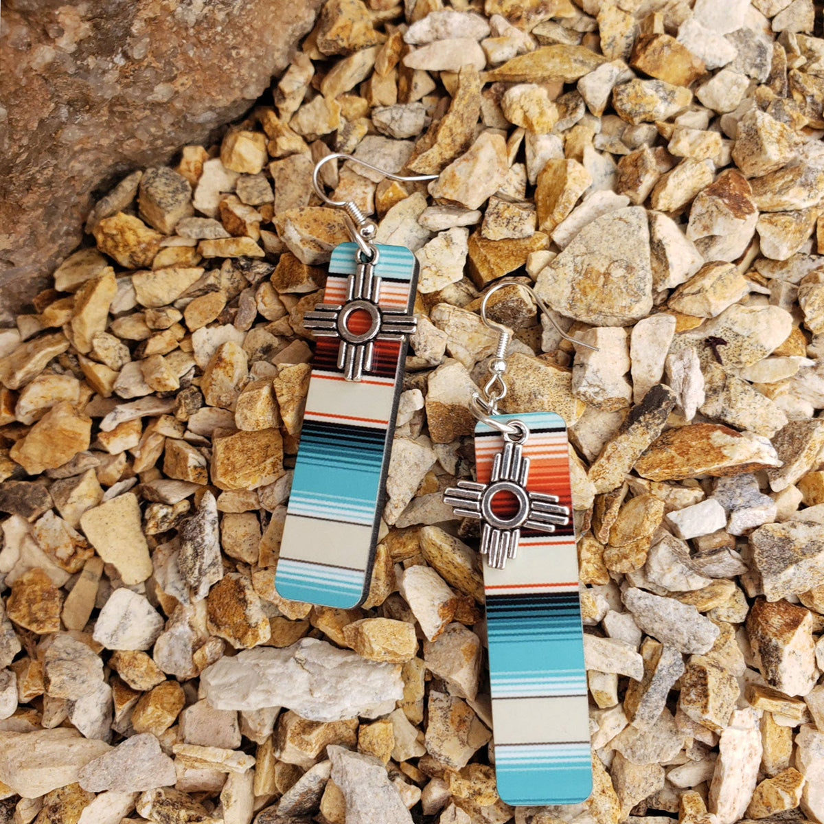 Zia Natural Serape Long Earrings