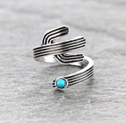 Western Cactus Shape Cuff Ring