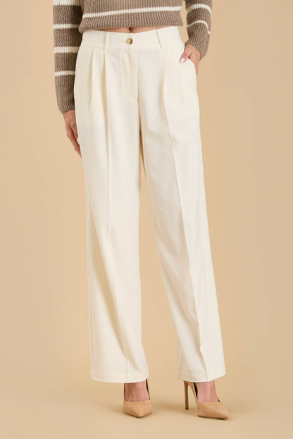 High Waist Pleated Wide Leg Dress Pants