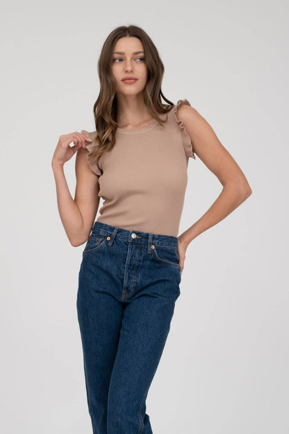 Ruffle Sleeveless Knit Top