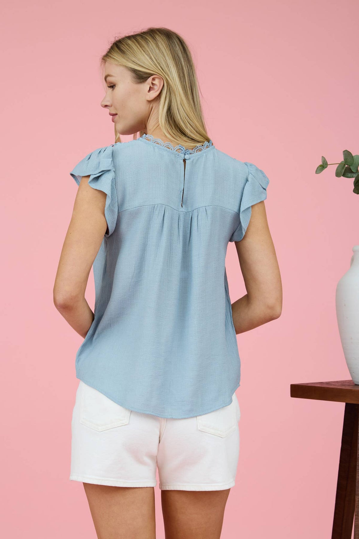 Lace Ruffle Sleeve Blouse