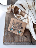 Western Style Pendant with Turquoise Stone Dangle Earrings