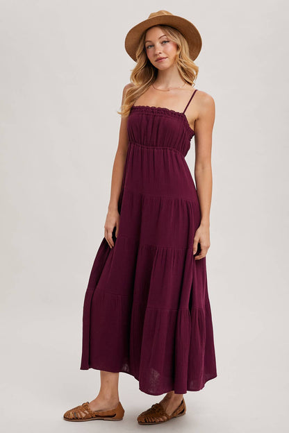 Ruffle Trim Tiered Maxi Sundress