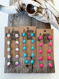 Western 5 Tier Stone Concho Post Drop Earrings