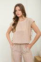 Stripe Linen Short Sleeve Top