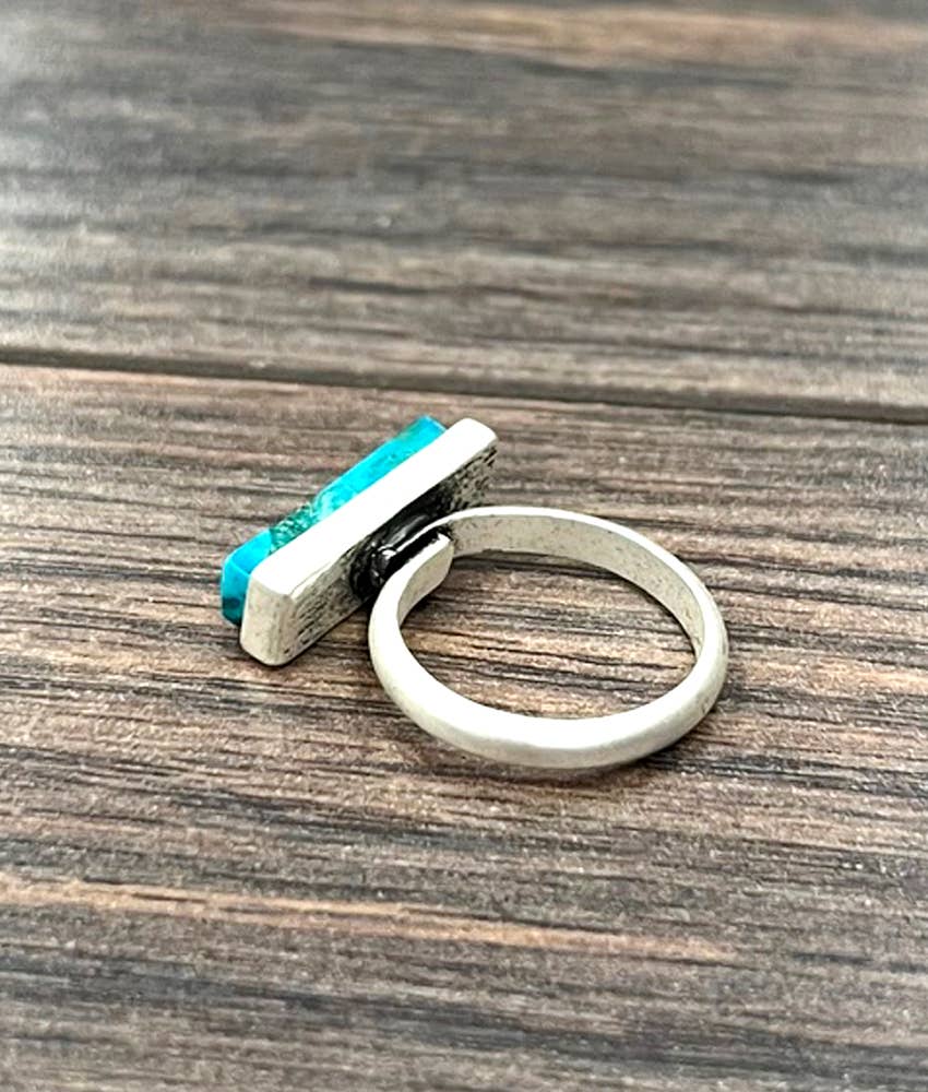 18mm Side Bar Gemstone Adjustable Ring