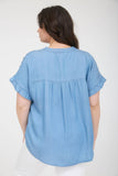Plus Chambray Yoke Button Down Top