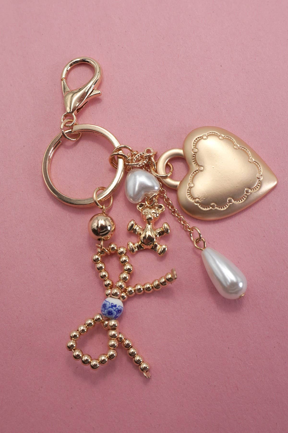 Bow, Heart, Teddy Bear Pearl Bag Charm