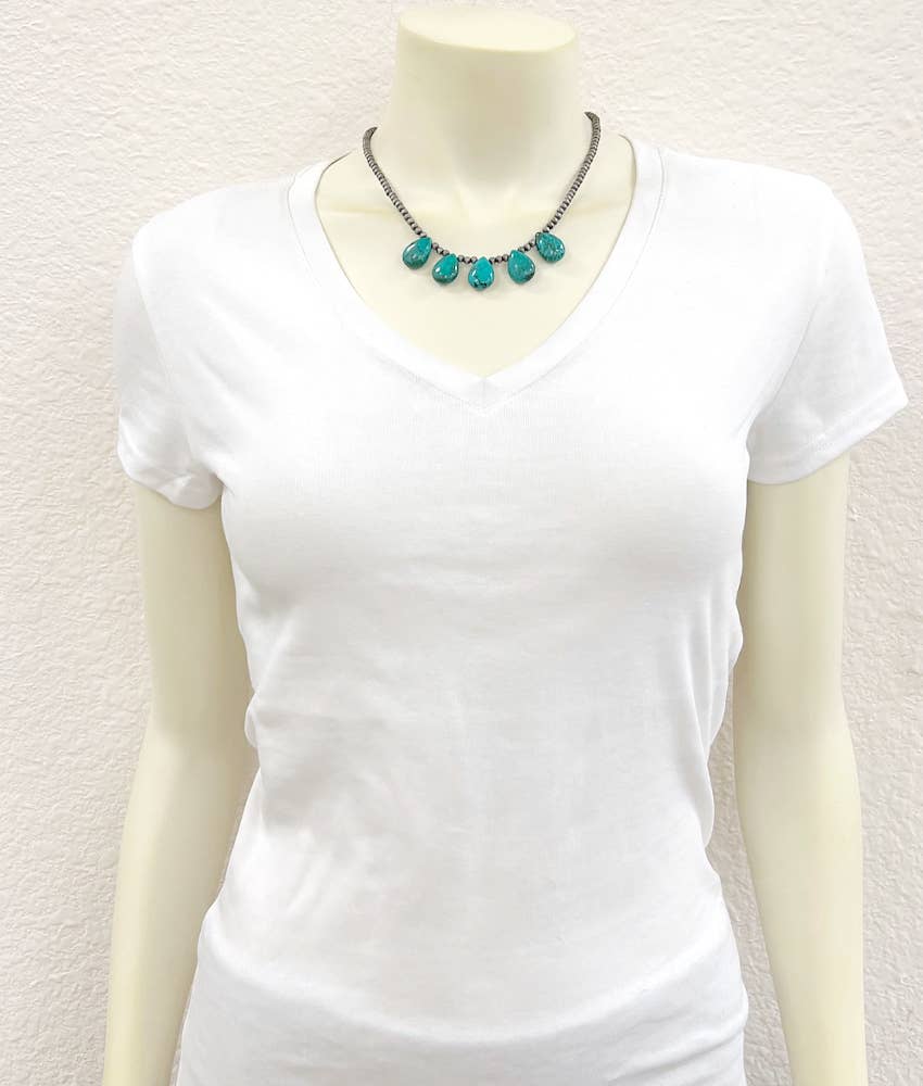 17" Western Drop Turquoise Necklace