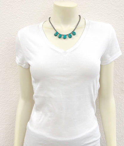 17" Western Drop Turquoise Necklace