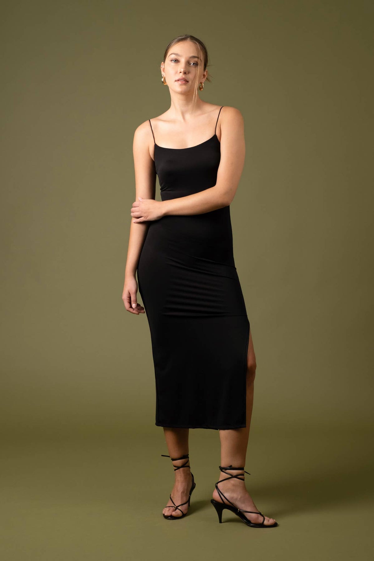 Bodycon Side Slit Cami Midi Dress