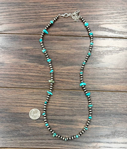 26" 6mm Western Bead Turquoise Necklace