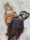 Western Leather Cowhide Fringe Tassel Clutch Crossbody
