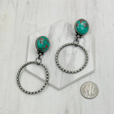 Silver Metal Circle Stone Earrings