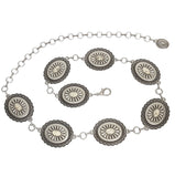 Women's Western Oval Concho Chain Belt with Stones