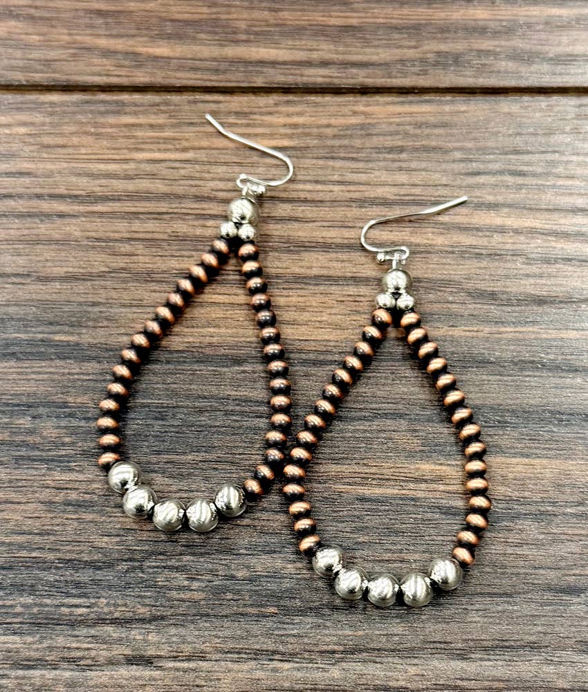 2.5" Copper Western Bead Earrings