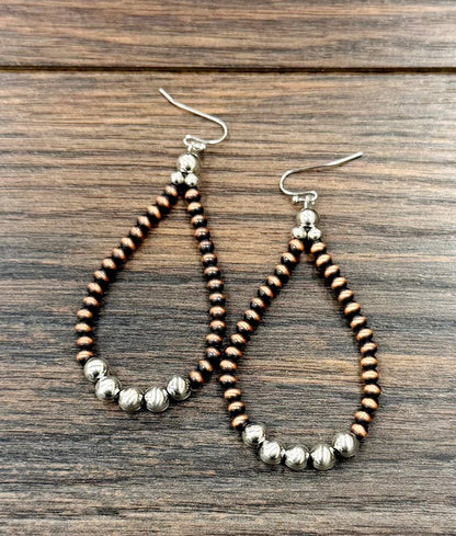 2.5" Copper Western Bead Earrings