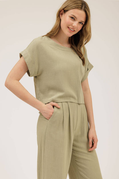Linen Short Sleeve Boxy Top