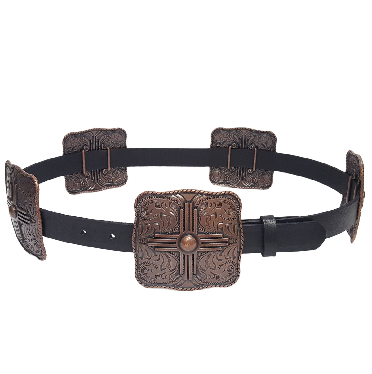 Genuine Leather w. Western Buckle-Size Zia Concho Belt