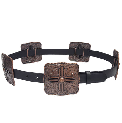 Genuine Leather w. Western Buckle-Size Zia Concho Belt