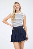 Stripe Ruffle Trim Knit Tank