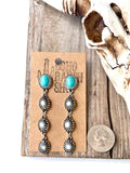 4 Tier Western Concho & Oval Stone Post Drop Earrings