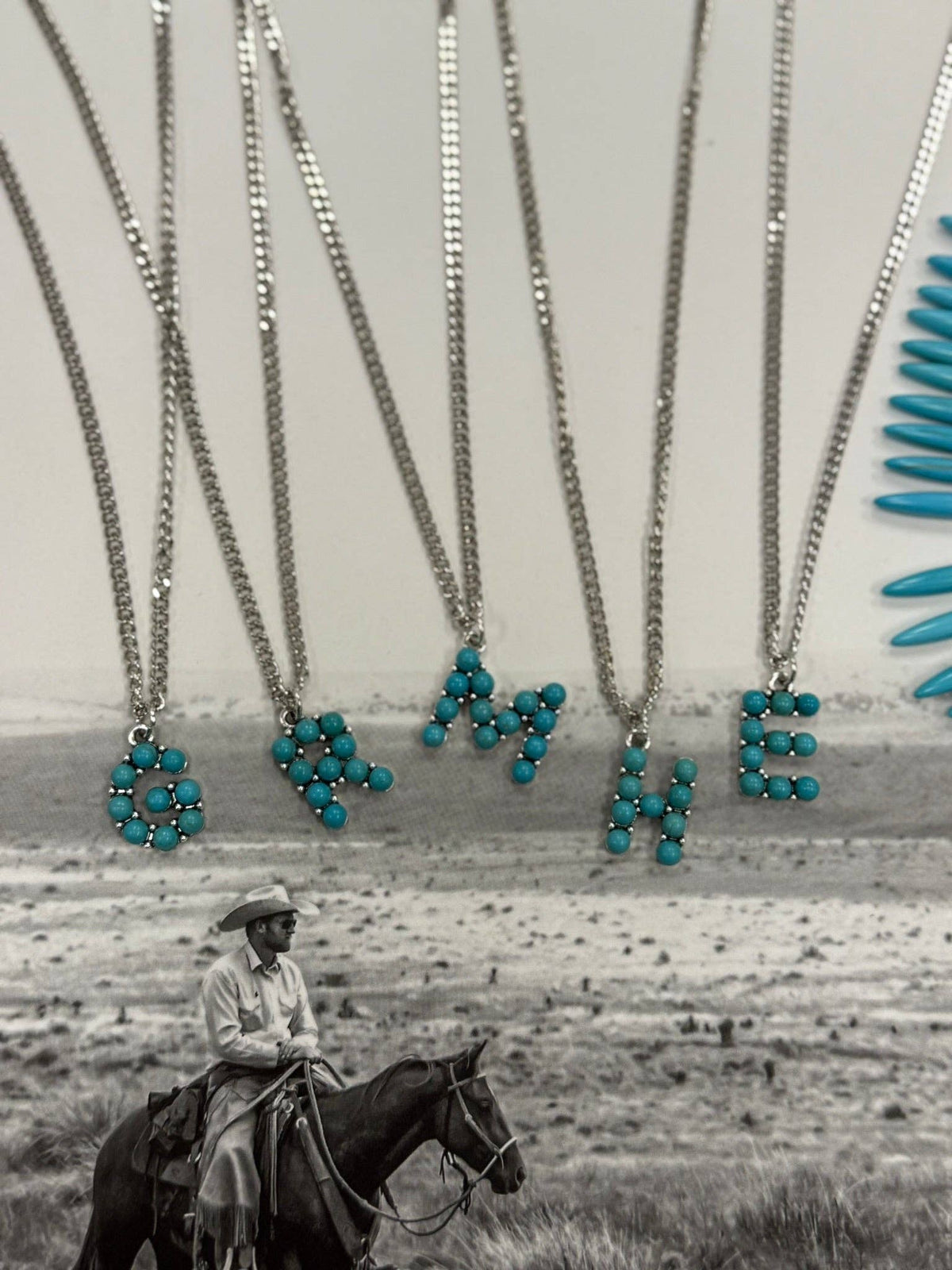 Turquoise Stone Initial Necklace