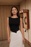Asymmetrical Snap Button Sleeveless Top