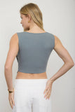 Asymmetrical Snap Button Sleeveless Top