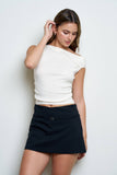Asymmetric Boat Neck Fitted Knit Top