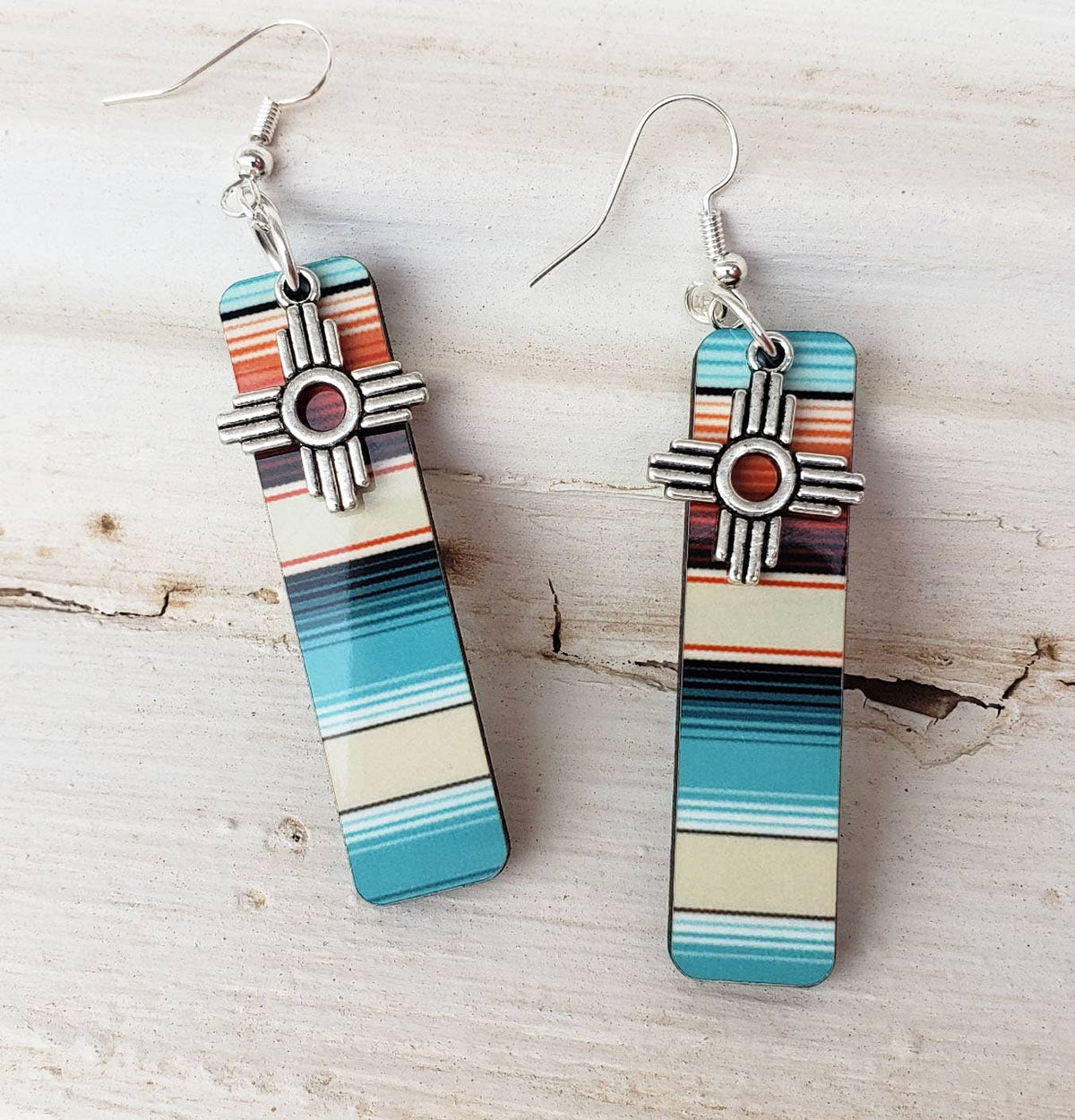 Zia Natural Serape Long Earrings