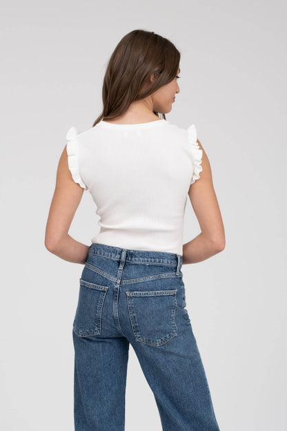 Ruffle Sleeveless Knit Top